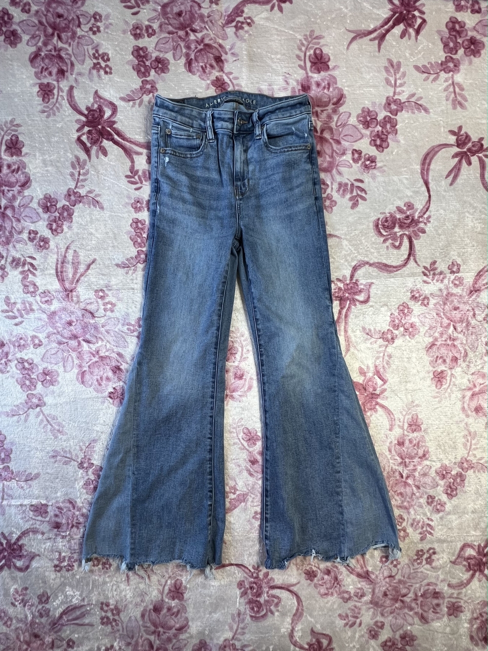 American Eagle Outfitters Blue High-Rise Bell Bottom Jeans - Picture 2 of 6